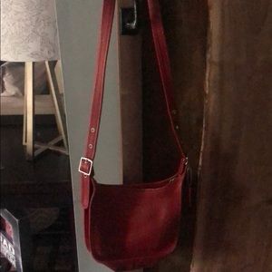 Red leather coach purse